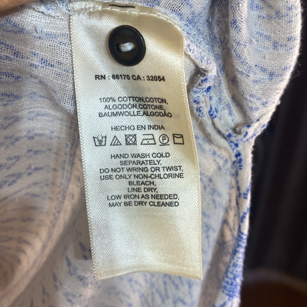 Anthropologie‎ Maeve Lena Blue/Ivory Yarn Dyed Balloon Sleeve Oversized Size XS - Picture 11 of 14